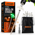 15-Pack 8" Heavy Duty Screw in Tent Stakes, Drill-In Ground Anchor Pegs, Includes Hex Head Driver & Storage Bag