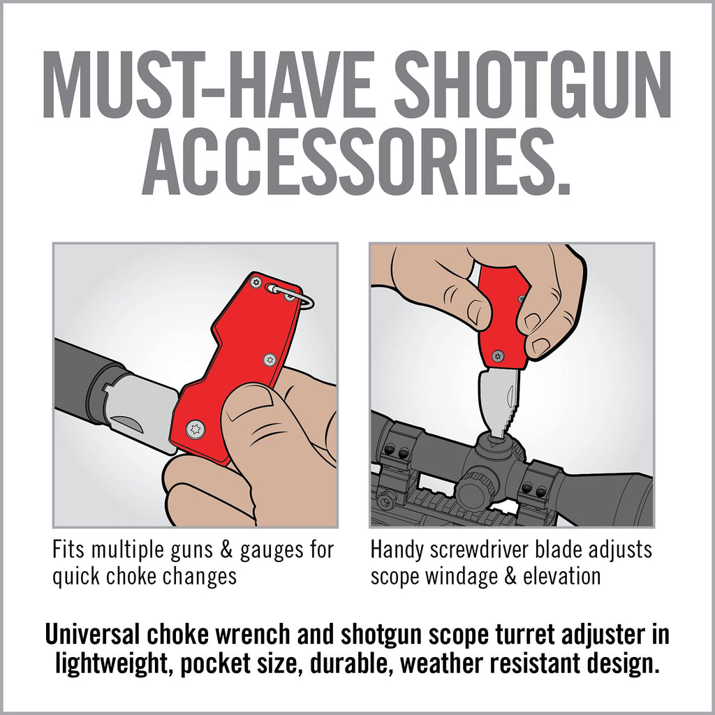 Real Avid FINI Shotgun Tool Choke Wrench with Shotgun Scope Adjuster and Shotgun Keychain, Hunting Gear and Shotgun Accessories for Trap Shooting and Skeet Shooting