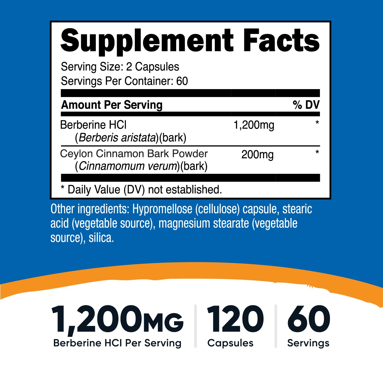 Nutricost Berberine HCl with Ceylon Cinnamon Capsules (120 Capsules) | 60 Servings, GMO-Free, Animal-Free Product