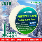 LYLTECH White Freezer Tape 5 Rolls x 3/4in x 33yd -1.5in Core