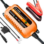 Buy now MOTOPOWER MP00205B 12V 1000mA Automatic Battery Charger, Battery Maintainer, Trickle Charger, and Battery Desulfator with Timer Protection - Grey Orange at indiglob india
