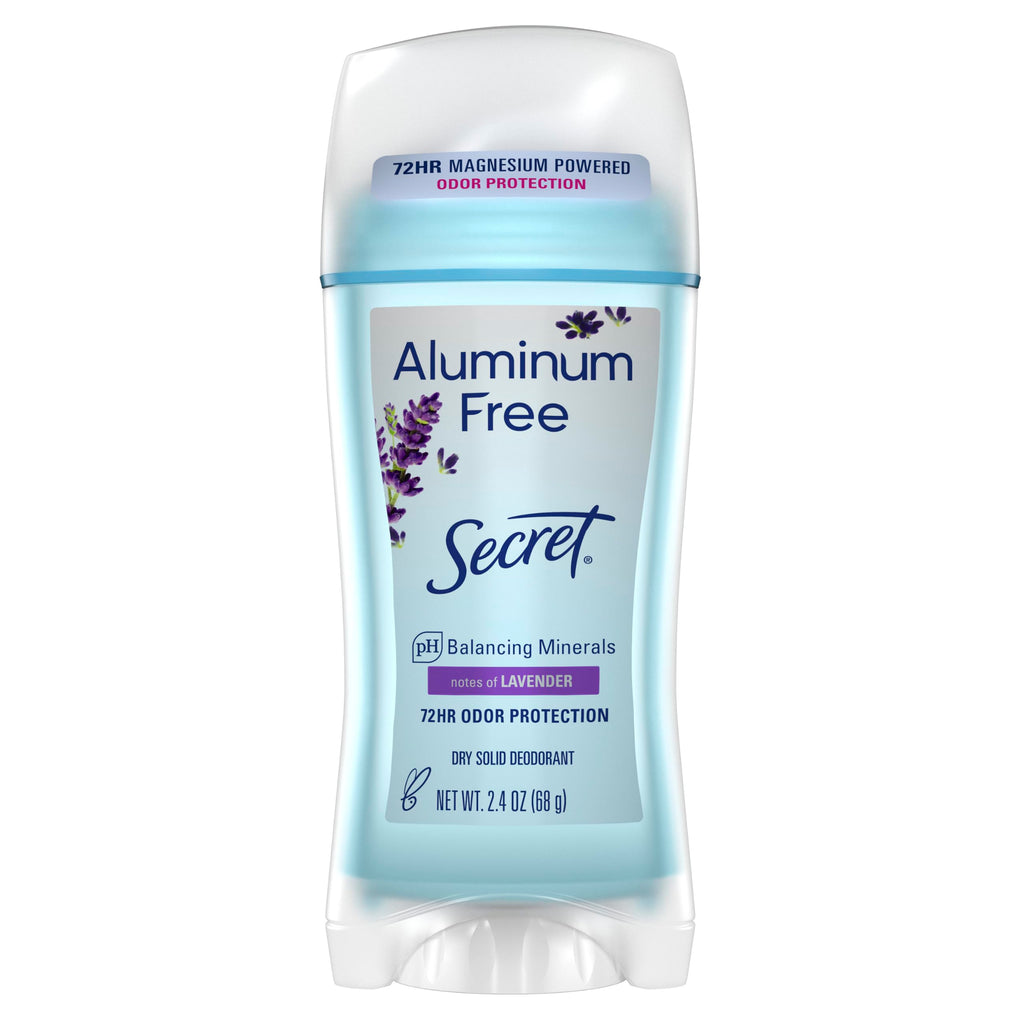 Secret Aluminum Free Deodorant for Women, 72hr Odor Protection, Naturally Derived Ingredients, Free of Parabens Dyes Talc & Baking Soda, PH Balancing Minerals, Dry Solid, Cotton Scent, 2.4 oz