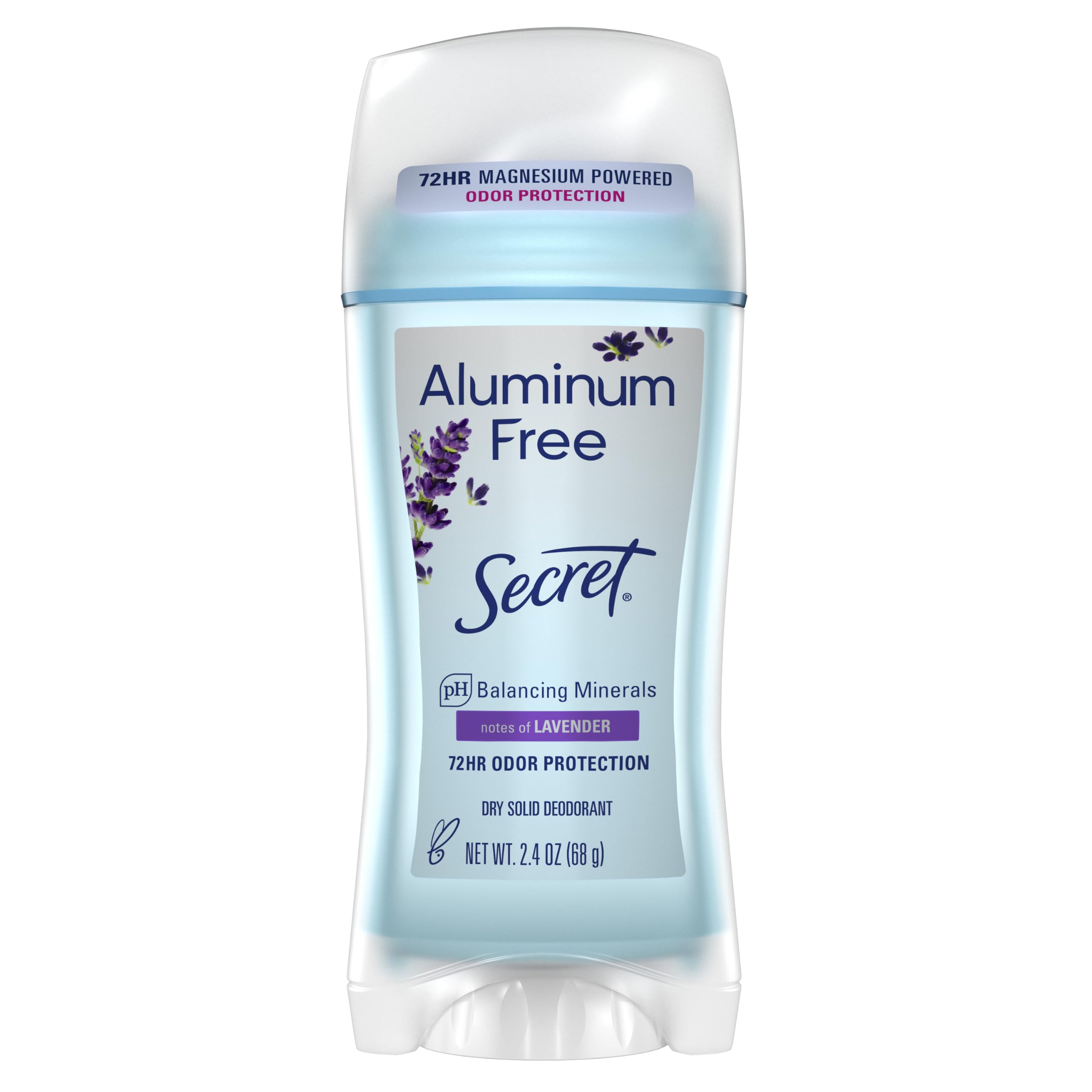 Secret Aluminum Free Deodorant for Women, 72hr Odor Protection, Naturally Derived Ingredients, Free of Parabens Dyes Talc & Baking Soda, PH Balancing Minerals, Dry Solid, Cotton Scent, 2.4 oz