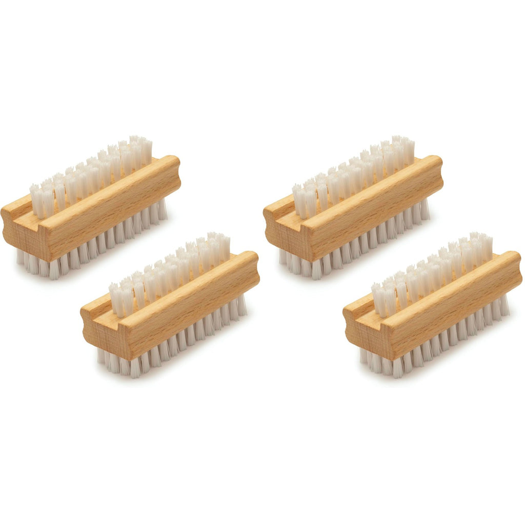Konex Non-Slip Wooden Two-sided Hand and Nail Brush. Fingernail Brush for Nail Cleaning and Scrubbing. Heavy duty Stiff Nail Brush for Travel. Mechanic hand scrub brush with molded grip.