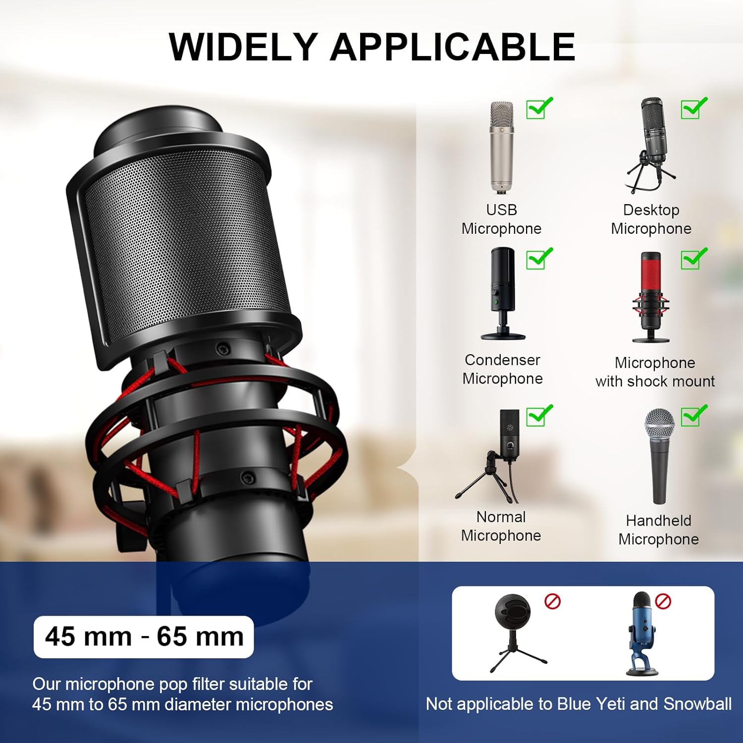 Buy now Aokeo Pop Filter, [Upgraded Three Layers] Metal Mesh & Foam & Etamine Layer Microphone Windscreen Cover Handheld Mic Shield Mask,Microphone Accessories for Vocal Recording,YouTube Videos,Streaming at indiglob india