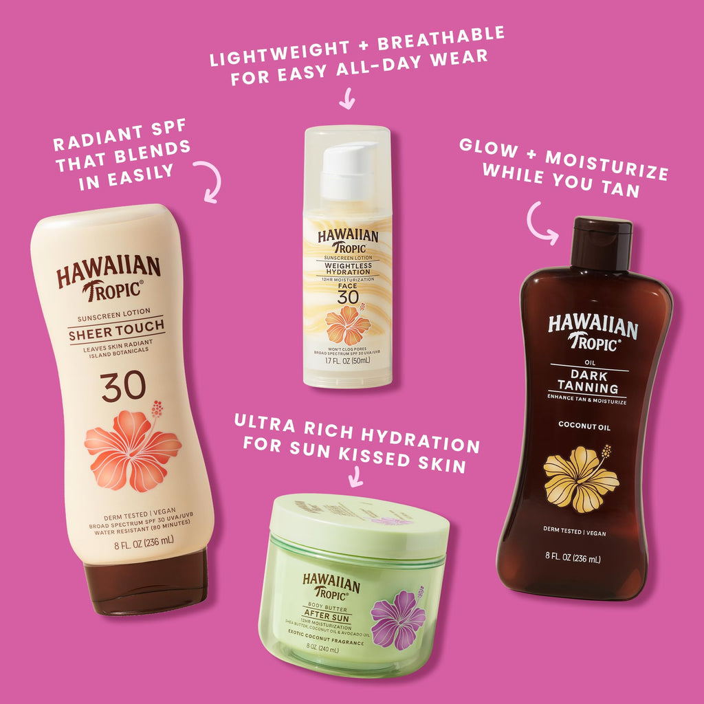 Hawaiian Tropic After Sun Body Butter with Coconut Oil, 8 Oz | Moisturizing after sun lotion, 12 hours of hydration, Coconut scent, Made with shea butter, Soothes skin