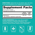Qunol Magnesium Glycinate Tablets 300mg, 100% Chelated, Gluten-Free, 90ct | Support Nerve, Bone & Muscle Health, Cognitive Performance, Healthy Stress Response, Restful Sleep; Vegetarian, Non-GMO