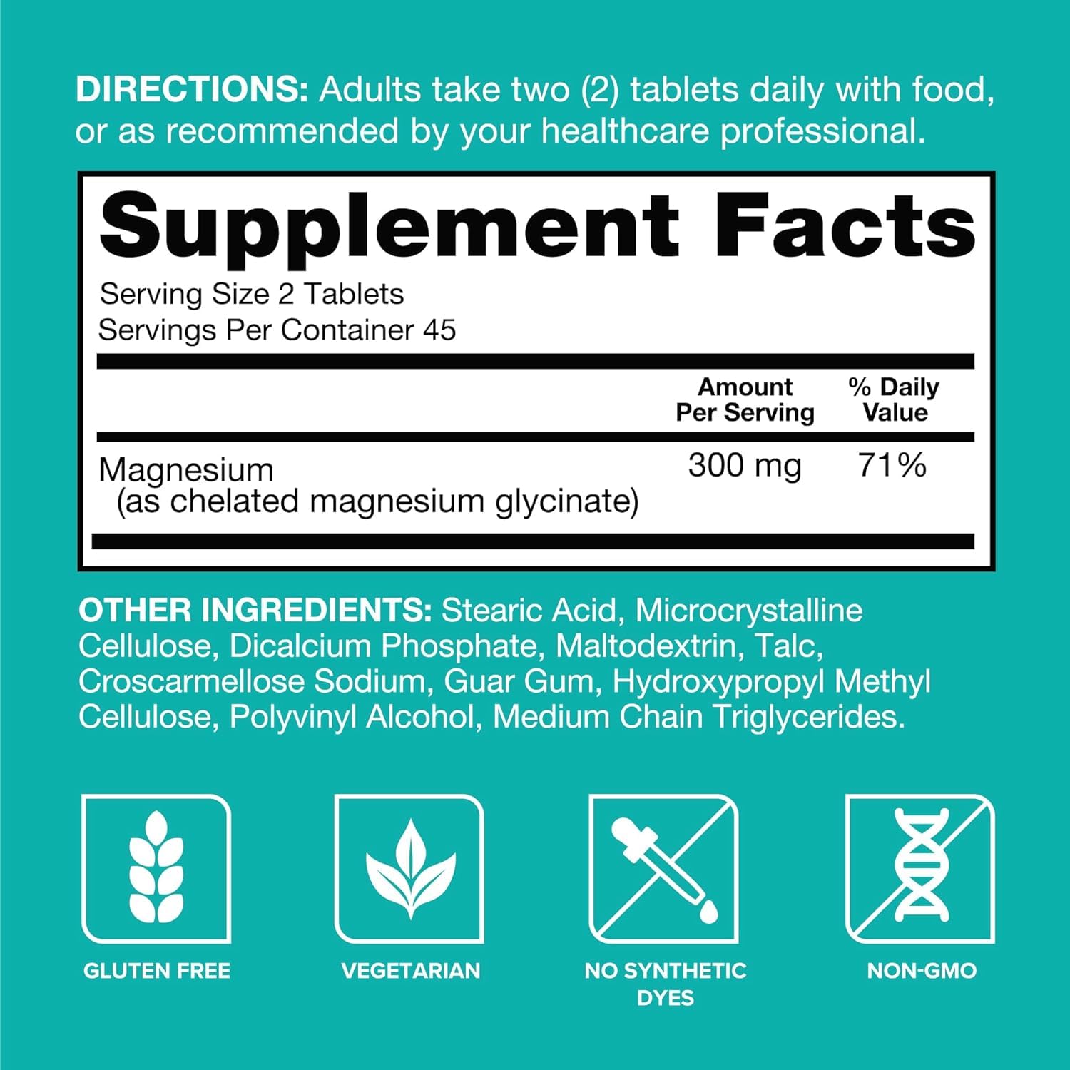 Qunol Magnesium Glycinate Tablets 300mg, 100% Chelated, Gluten-Free, 90ct | Support Nerve, Bone & Muscle Health, Cognitive Performance, Healthy Stress Response, Restful Sleep; Vegetarian, Non-GMO