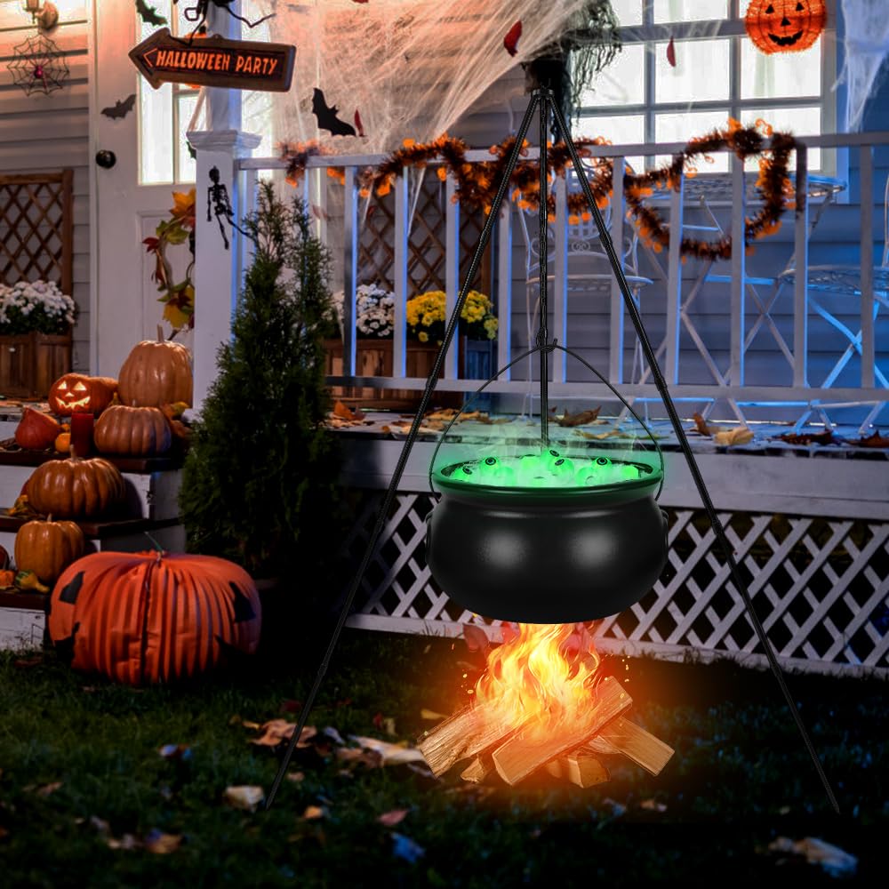 Halloween Decorations Outdoor,Large Witches Cauldron on Tripod with Light