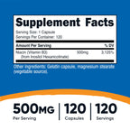 Nutricost Niacin (Flush-Free) Inositol Hexanicotinate 500mg, 120 Capsules