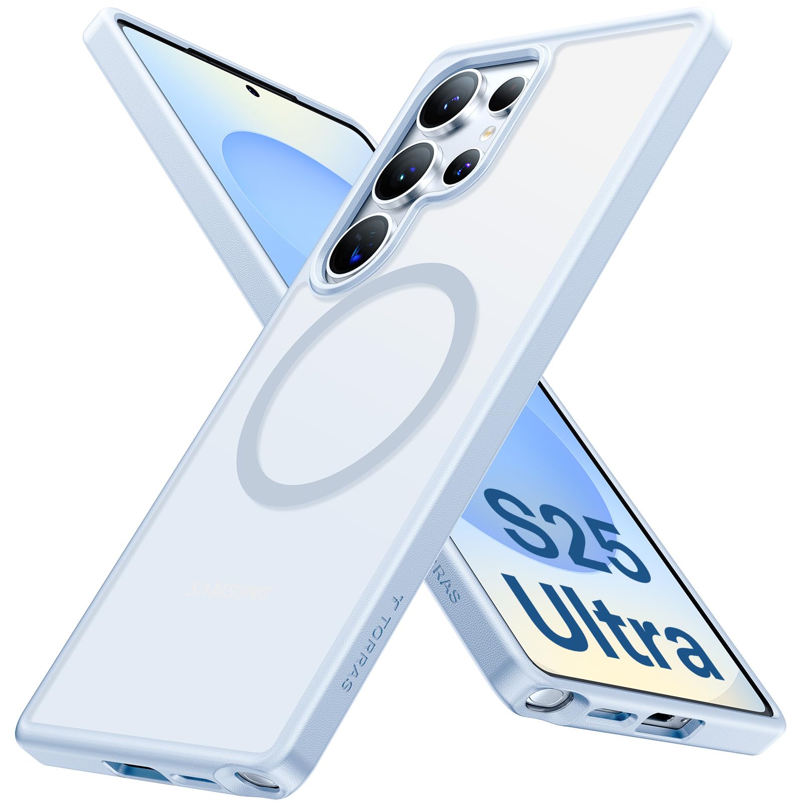 Buy now TORRAS Magnetic Shockproof for Samsung Galaxy S23 Ultra Case, Fit for MagSafe, 4X Military Grade Protection, Translucent Slim Case for Samsung S23 Ultra Case Anti-Fingerprint Anti-Scratch, Black Silverblue S25 Ultra 6.8" at indiglob india