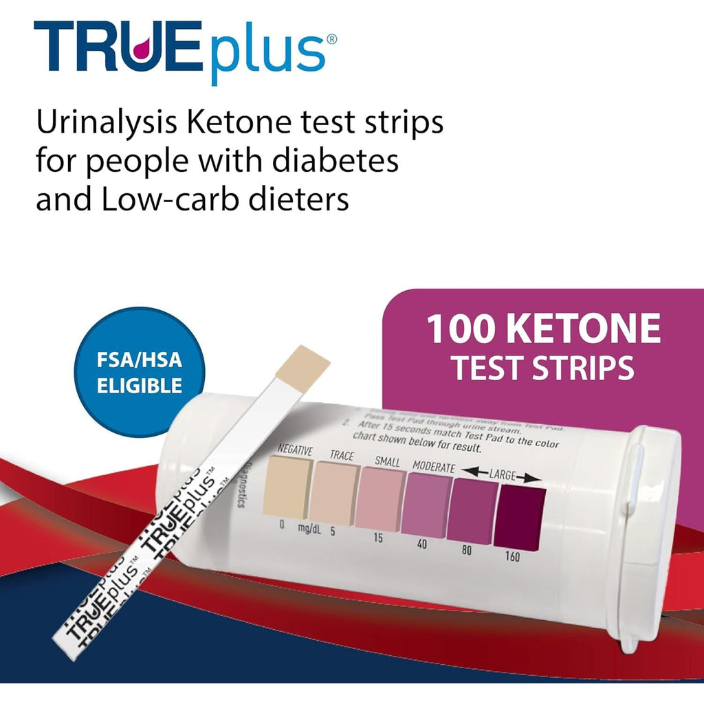 Buy now TRUEplus® Ketone Test Strips – Ideal for Low-carb dieters– Made in USA–Urinalysis Test Sticks (100) at indiglob india