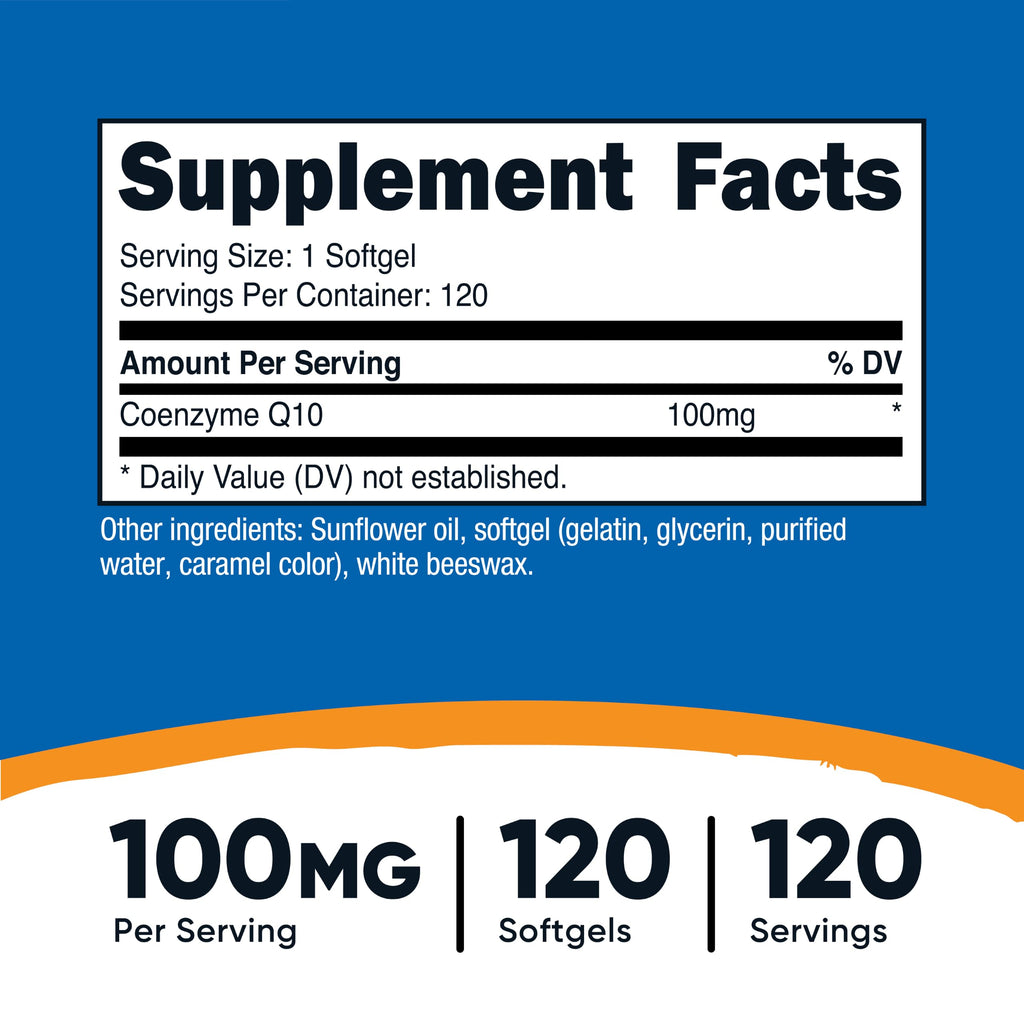 Nutricost CoQ10 Softgels (100mg Per Serving) 120 Serv, Better Absorption