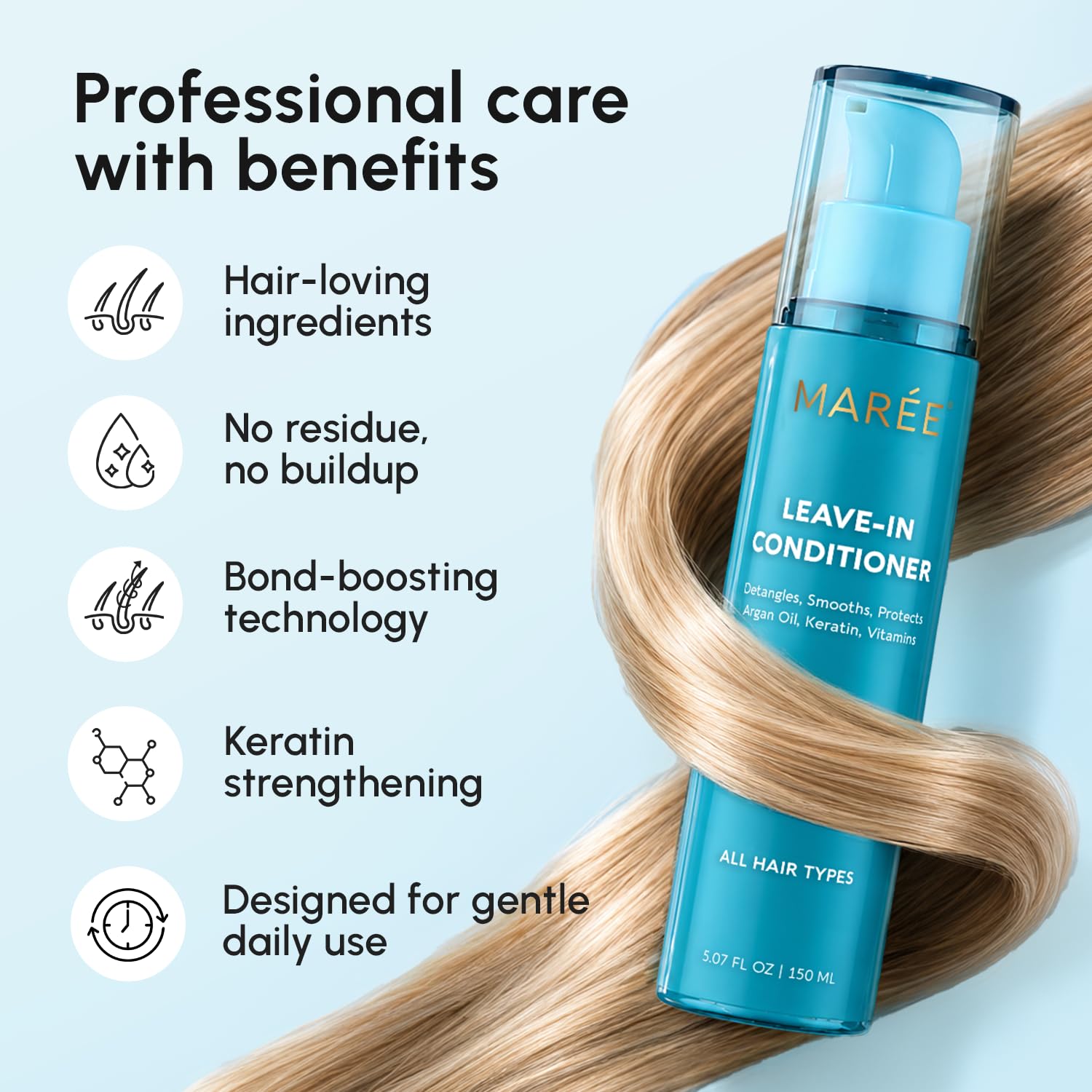MAREE Leave-In Conditioner Hair Gloss for Dry Damaged Hair, Leave-In Conditioner for Curly Hair, Color Treated