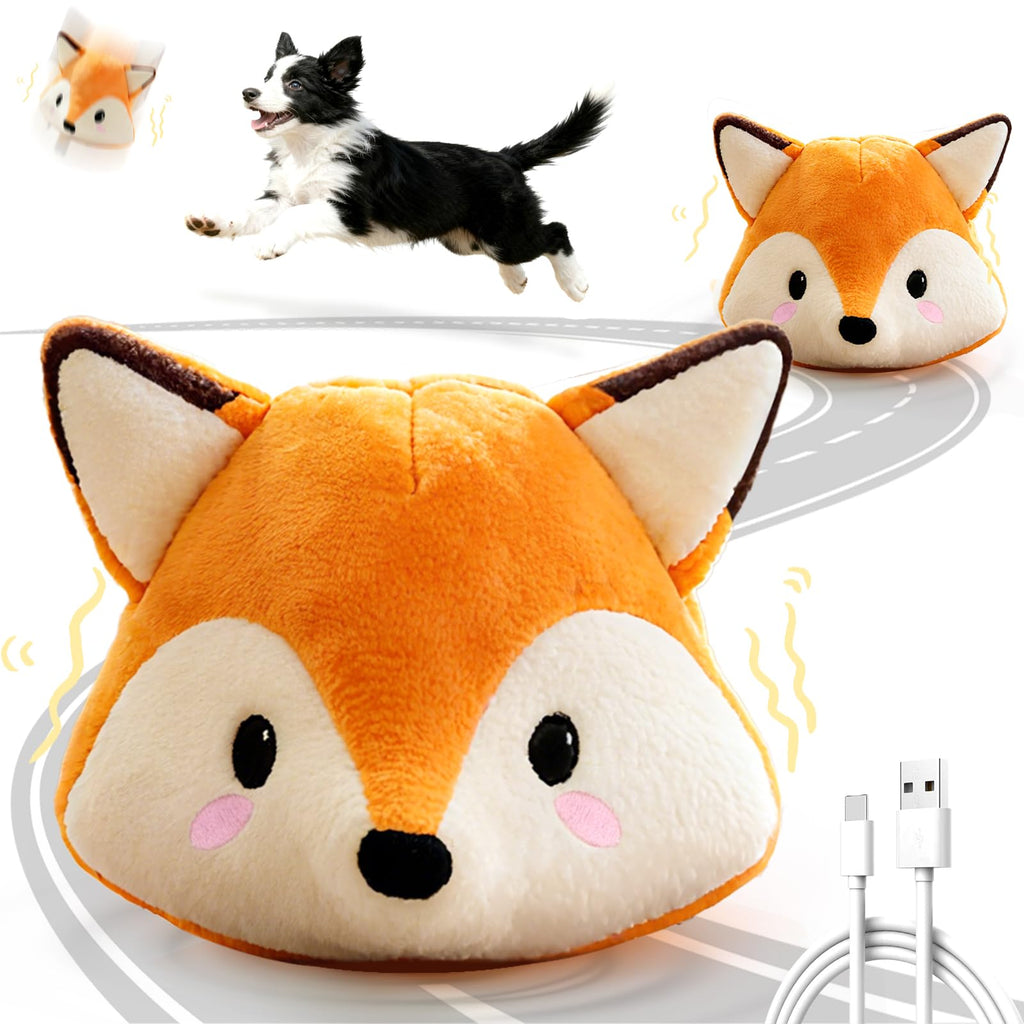 Interactive Fox Puppy Toy for Boredom Relief - Automatic Self-Moving, Bouncing & Vibrating with Sound for Entertainment & Play | Rechargeable & Chew-Resistant for All Breed Sizes