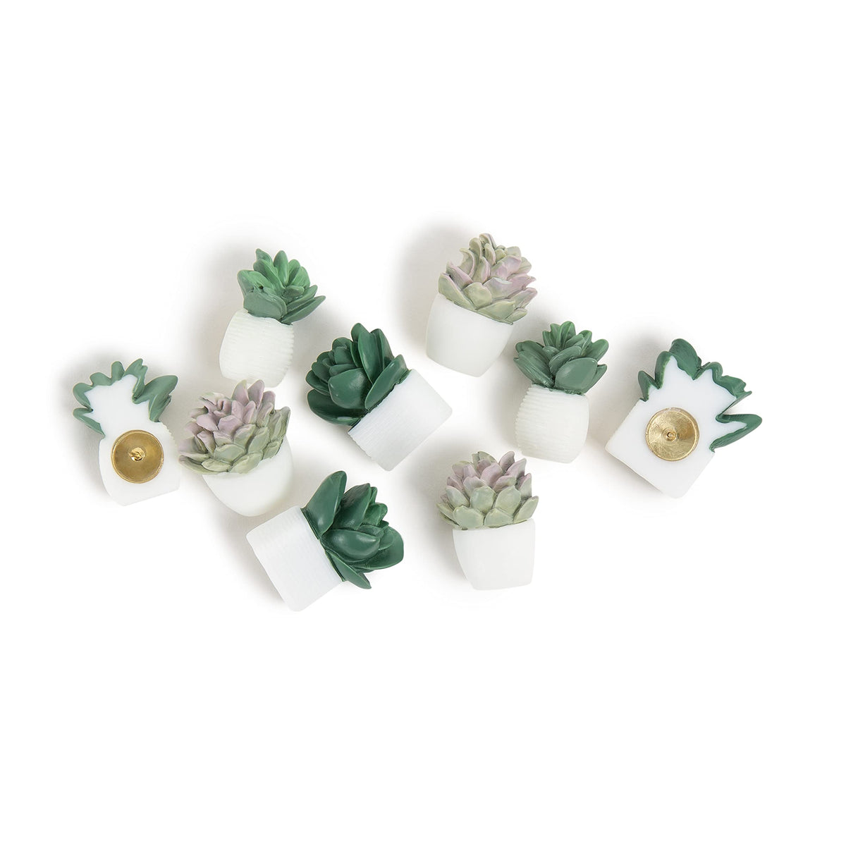 U Brands Succulent Push Pins Set, 9 Count, Three Assorted Styles