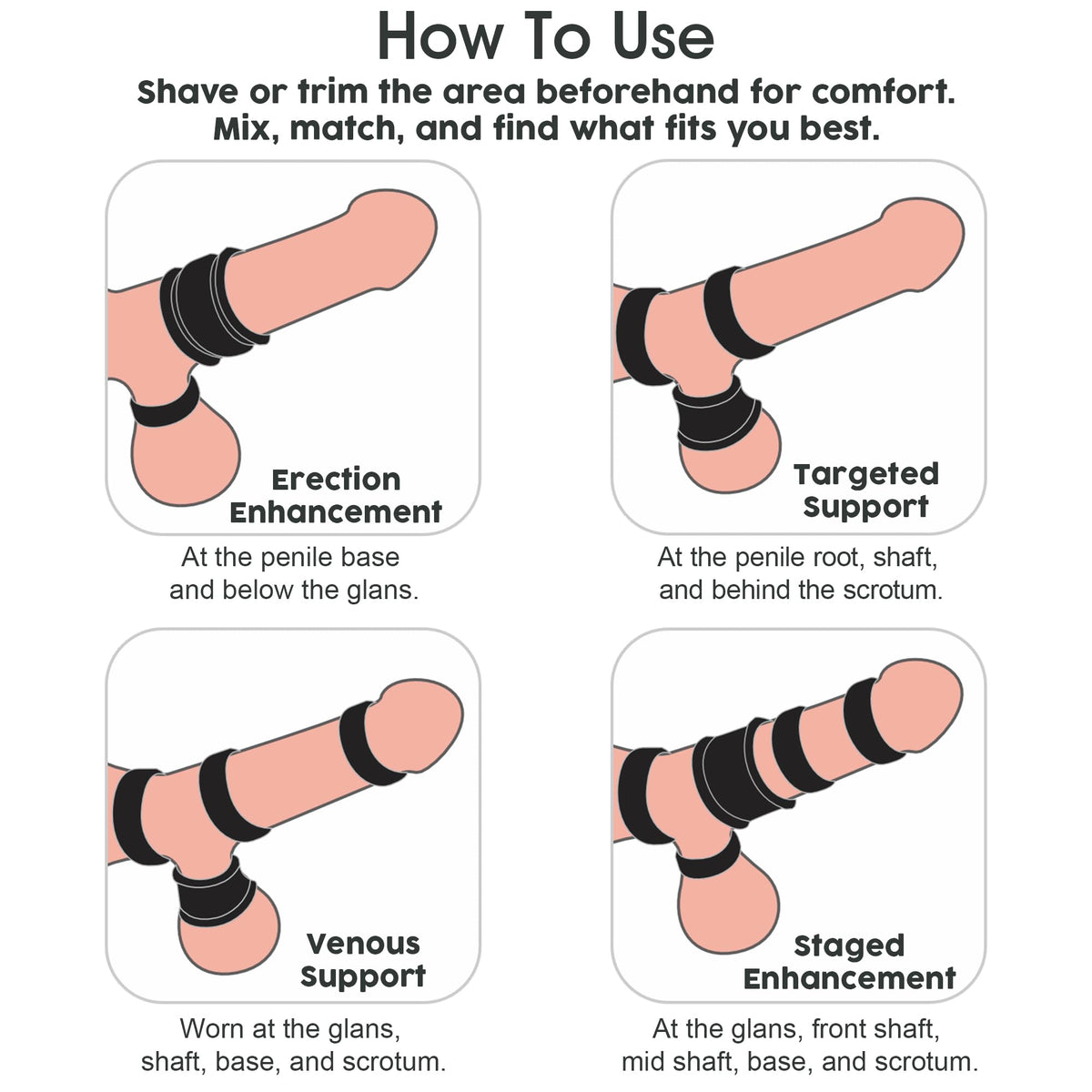6-Piece Silicone Cock Ring Set, Penis Ring and Ball Stretcher for Men
