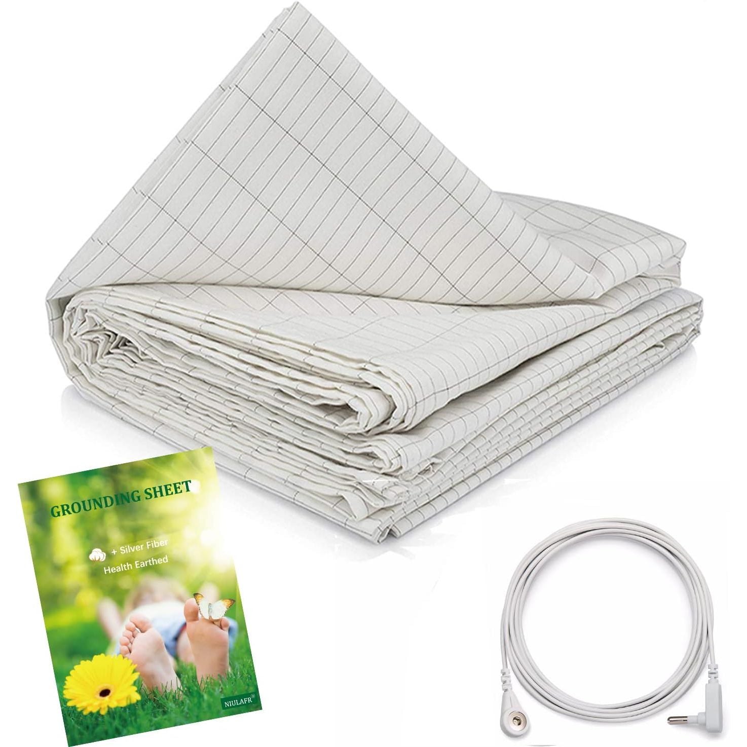 Buy now Grounding Sheet with 15ft Cord, Premium Cotton & Pure Silver Fiber Blend for Enhanced Sleep, Eco-Friendly Fabric (Crib Size, 52x27 Inches) – Promotes Wellness & Relaxation 80x60 inch at indiglob india