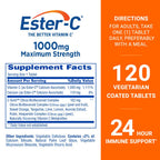 Ester-C Vitamin C 1000 mg Coated Tablets, 120 Count