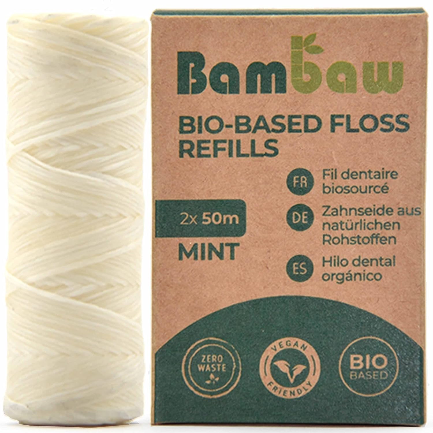 Buy now Natural Silk Dental Floss | Candelilla Wax Tooth Floss | Natural Dental Tape | Plastic Free Dental Floss | Eco Floss | Stainless Steel Dispenser | Zero Waste Floss | Silk Floss Mint | 55 yd | Bambaw Bio Floss - 2 Refills at indiglob india