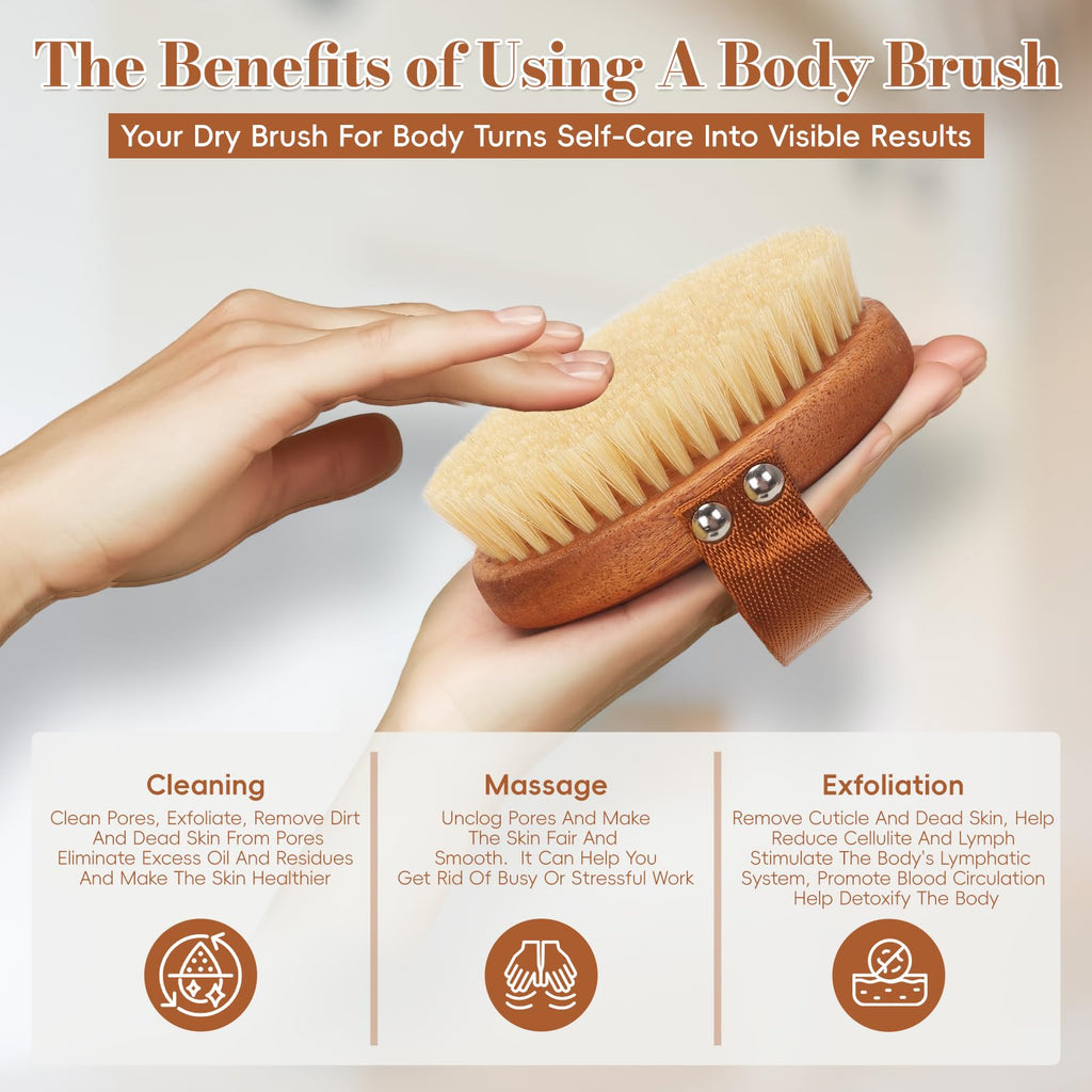 DEBETOOL Dry Brushing Body Brush for Lymphatic Drainage & Cellulite Relief