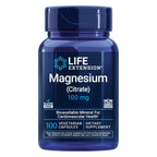 Life Extension Magnesium Citrate 100mg, 180 Vegetarian Capsules | 100 mg of Magnesium Citrate per capsule. Non-GMO, Gluten Free, Vegetarian.