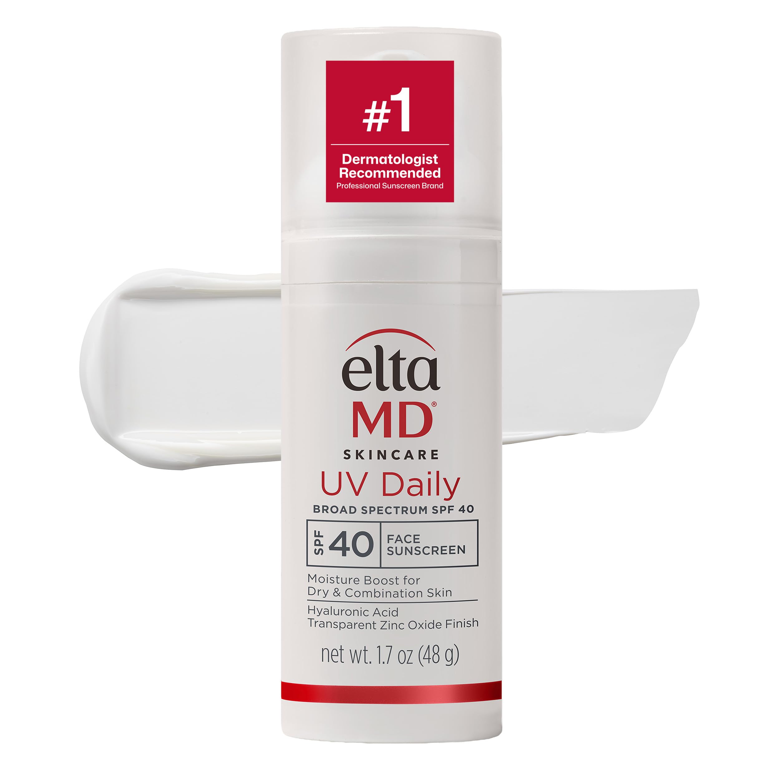 EltaMD UV Daily Face Sunscreen Moisturizer, Zinc Oxide, SPF 40 and SPF 50 | Hydrates and Protects Dry Dehydrated Skin, Lightweight, No White Cast, Dermatologist Recommended, Available in Three Tints