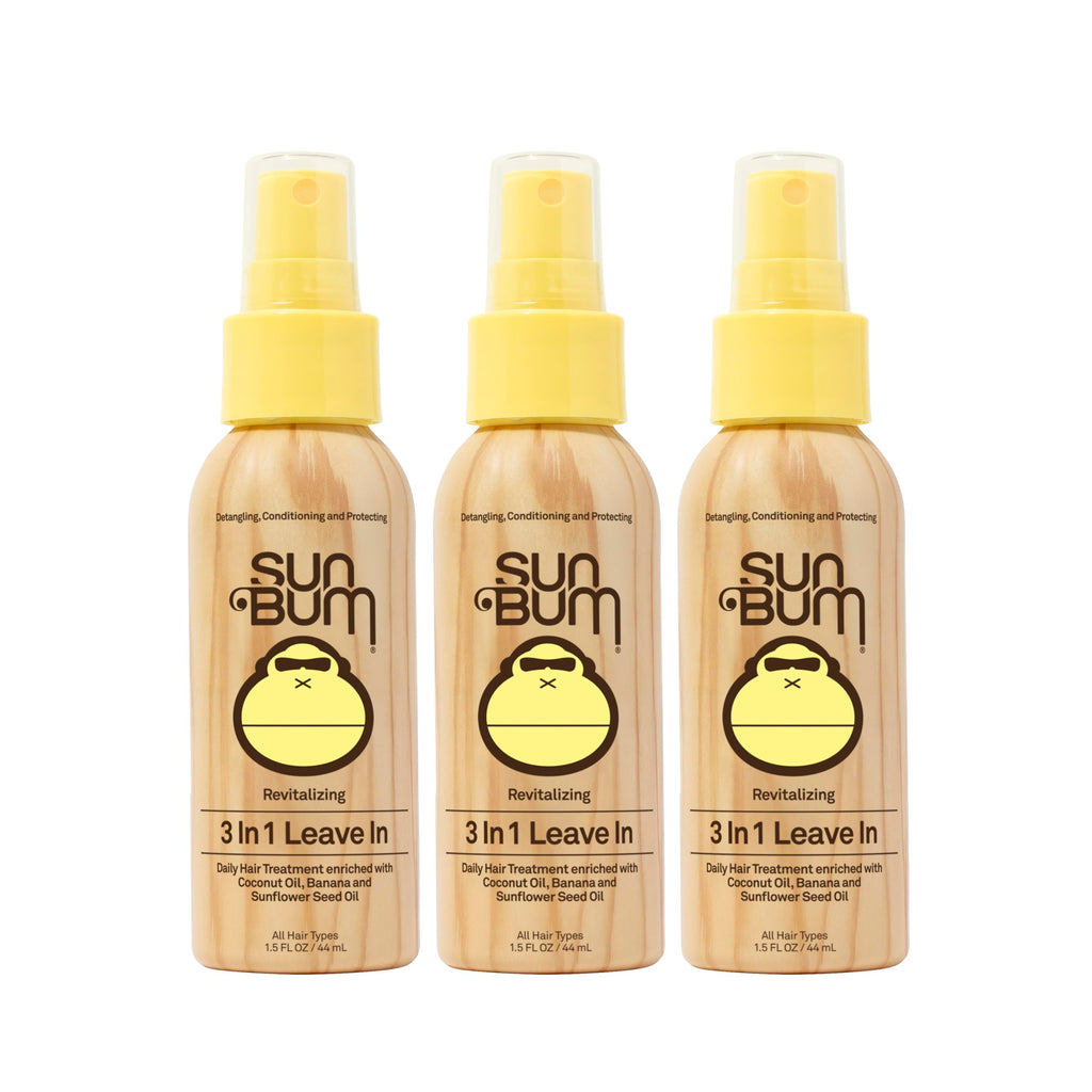 Sun Bum Revitalizing Leave In Conditioner Detangler Spray - 1.5 oz (3-Pack) | Anti Frizz, Color Friendly, UV Protecting, Enriched with Coconut Oil and Banana, Vegan, Travel Friendly