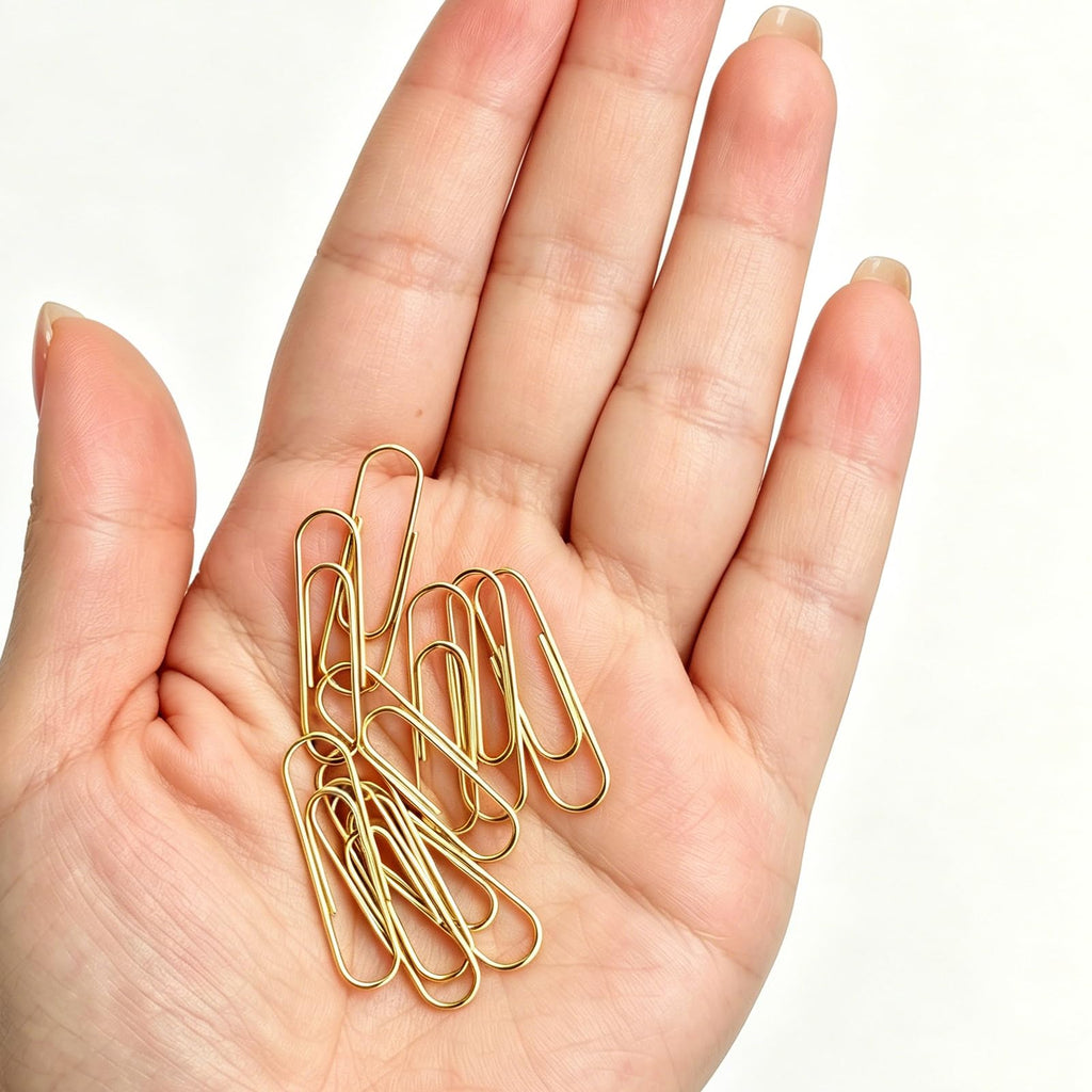Gold Paper Clips, 120 Count, 1.1 Inch (28mm) Small Paperclips, Office Supplies for Documents, Files, Notes, and Bookmarks