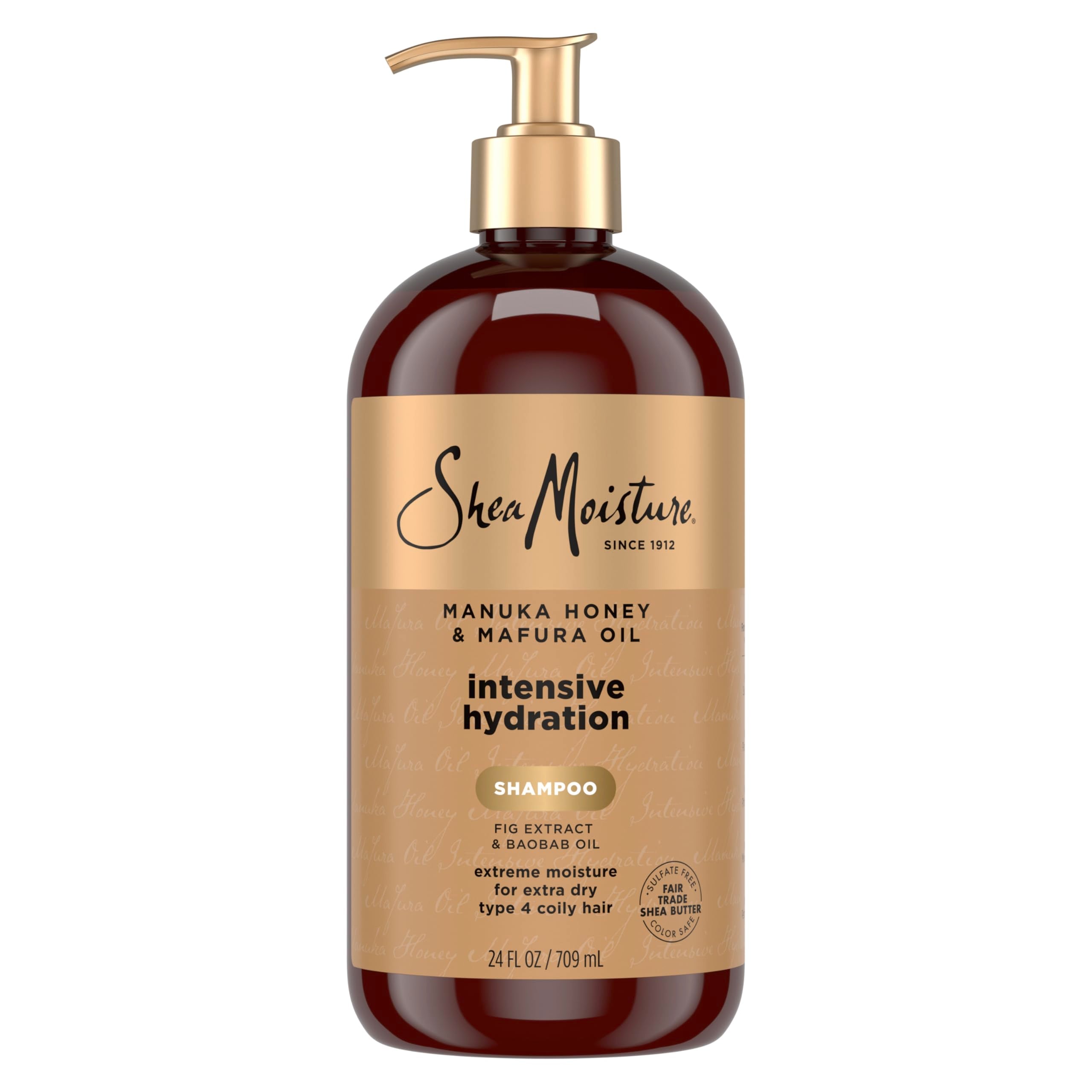 Shea Moisture Intensive Hydration Shampoo for Dry, Damaged Hair Manuka Honey and Mafura Oil Sulfate-Free 13 oz | For extra dry and damaged hair - intensely hydrate and moisturize with Manuka Honey, Mafura Oil, and Fig Extract.