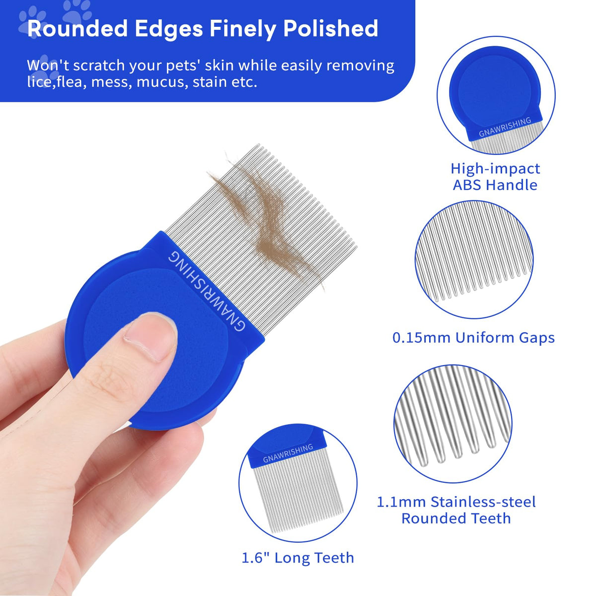 4-Pack Flea Comb for Dogs & Cats Stainless Steel Pet Grooming Comb Set