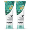 Badger Mineral Daily Sunscreen SPF 30, Zinc Oxide, Organic, 4 oz (2-Pack) | Lightweight, No White Cast, Moisturizing, Organic, Reef Safe, Vegan Unscented, Daily mineral sunscreen, Easy apply sunscreen