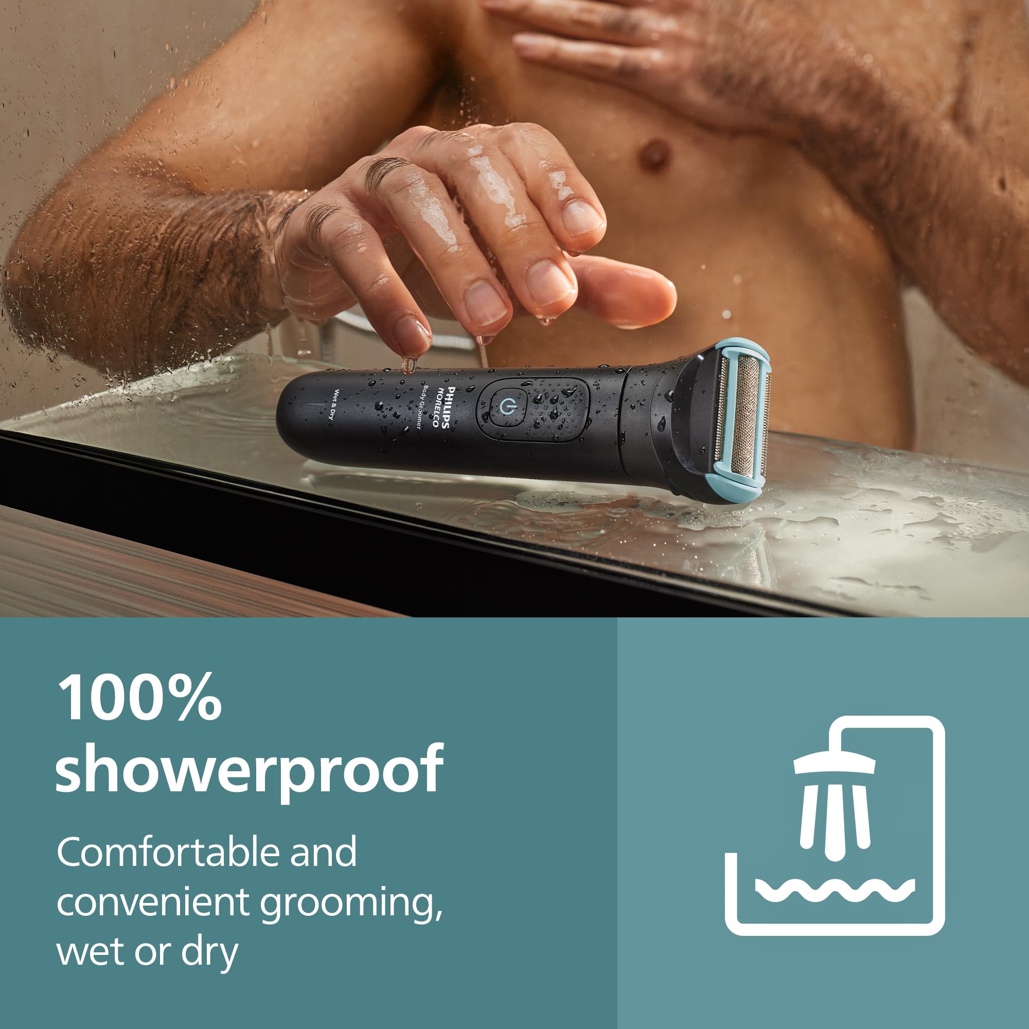 Philips Norelco Body Groomer 5000 Series, Intimate Hair Shaver & Trimmer for Men with Interchangeable & Adjustable Full Body Trim & Shave Heads, 100% Showerproof, BG5490/50