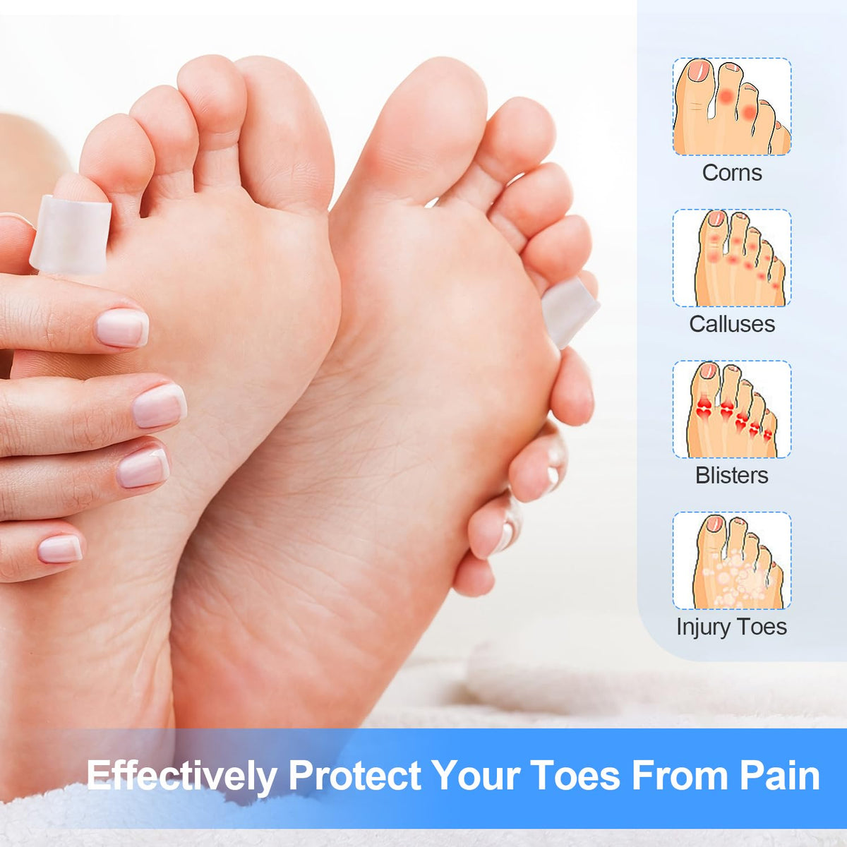24 Pcs Silicone Toe Protectors, Open Pinky Toe Sleeves, Gel Toe Cushions Toe Covers for Corn, Blisters, Hammer Toes, Calluses, Bunion, Toenails Loss and Friction Pain Relief