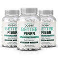 Organics Ocean Better Fiber - Daily Fiber Supplement - Soften Stool for Effortless Bowel Movements - with Psyllium Husk and Slippery Elm - 3 Bottles