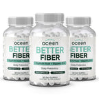 Organics Ocean Better Fiber - Daily Fiber Supplement - Soften Stool for Effortless Bowel Movements - with Psyllium Husk and Slippery Elm - 3 Bottles