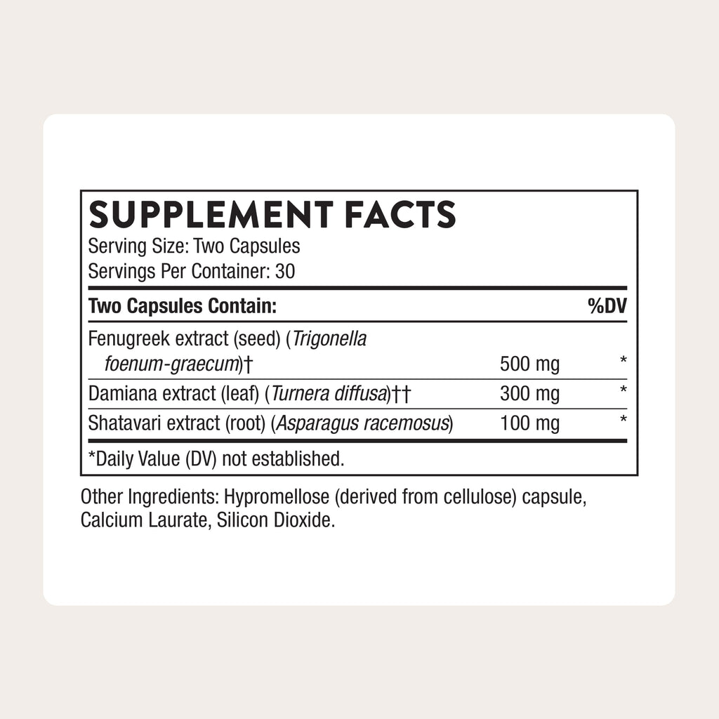 THORNE Women's Libido Boost, Fenugreek, Damiana & Shatavari, 60 Capsules