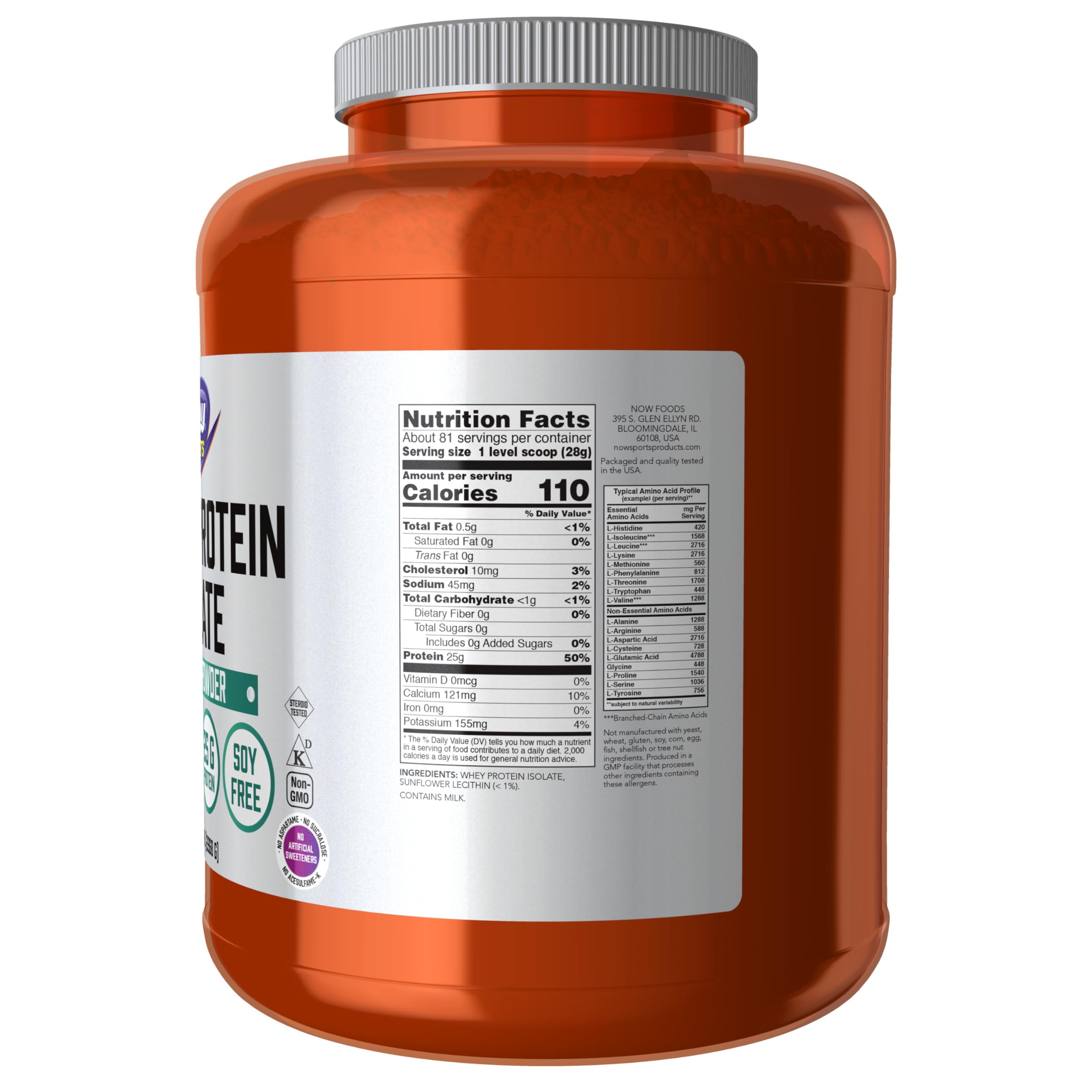 Buy now NOW Foods Sports Nutrition, Whey Protein Isolate, 25 g With BCAAs, Unflavored Powder, 5-Pound at indiglob india