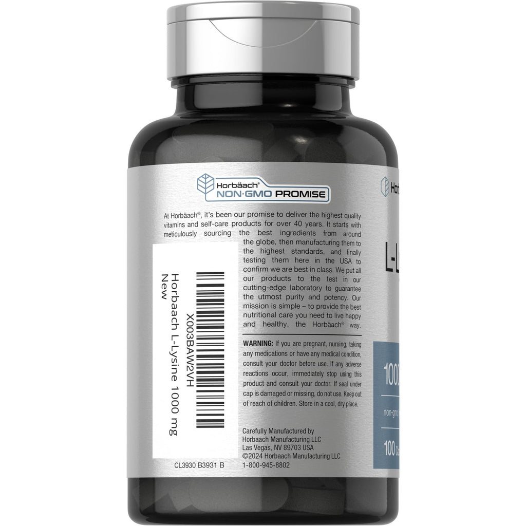 Horbäach L-Lysine 1000mg | 100 Coated Caplets