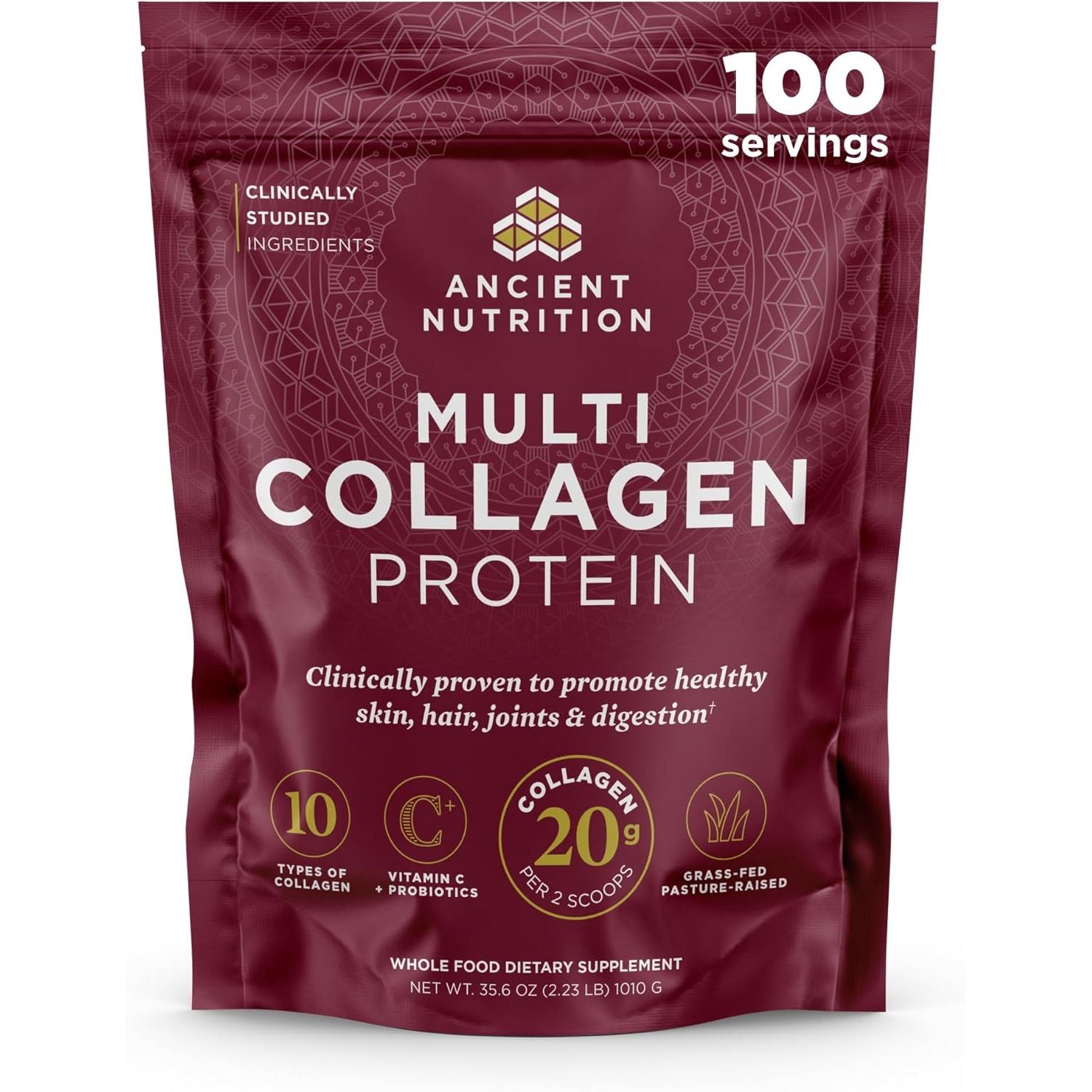 Buy now Ancient Nutrition Collagen Powder Protein with Probiotics, Unflavored Multi Collagen Protein with Vitamin C, 45 Servings, Hydrolyzed Collagen Peptides Supports Skin and Nails, Gut Health, 16oz 100 Servings (Pack of 1) Unflavored at indiglob india