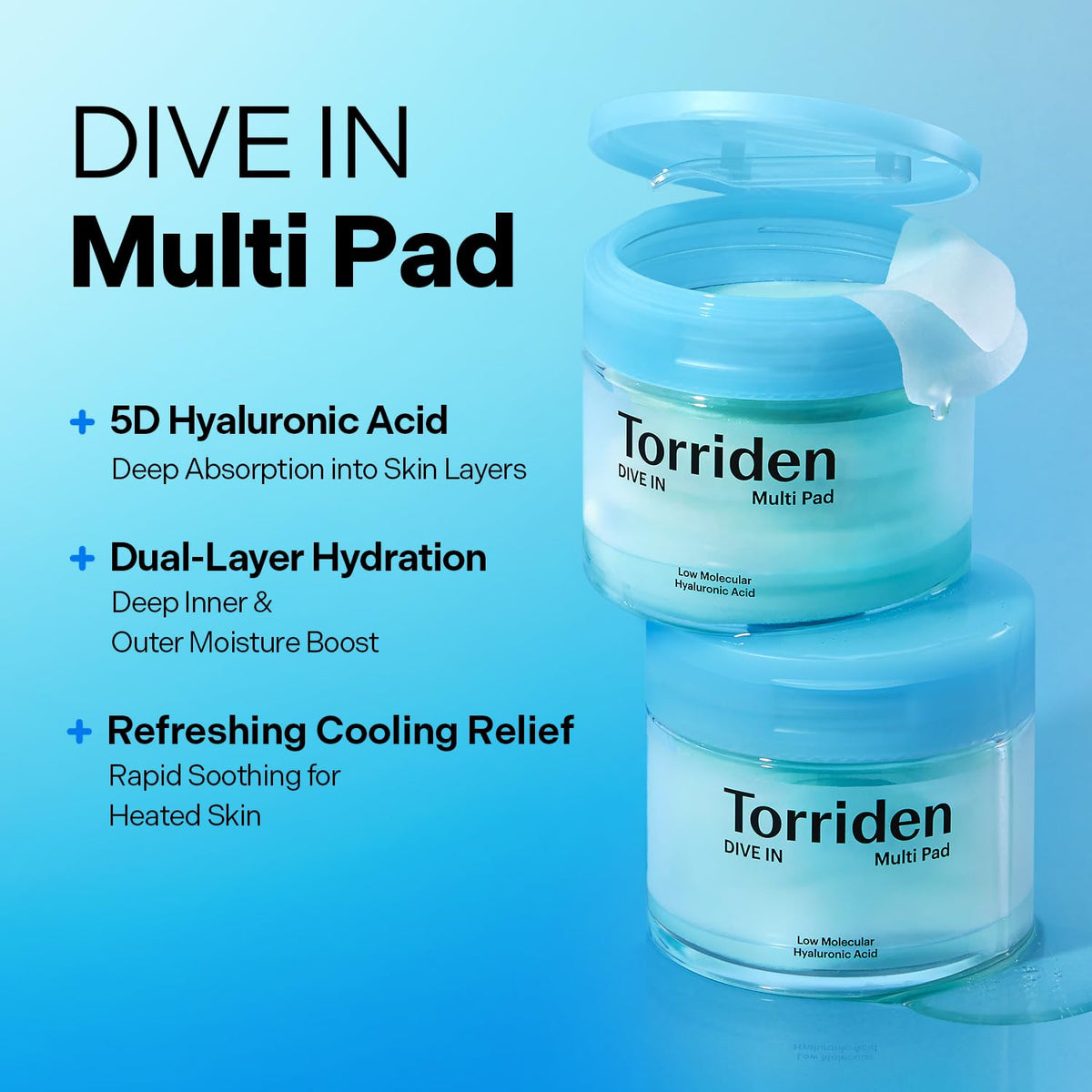 Torriden DIVE IN Multi Pad (80 pads) | Serum infused Facial Pads for Cooling, Soothing, Hydrating Spot Masking | Hyaluronic Acid, Panthenol, Allantoin