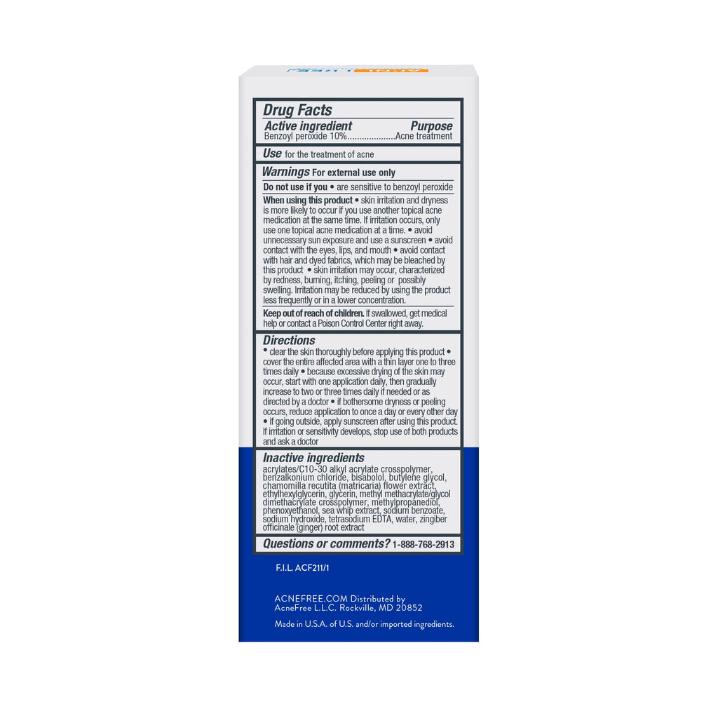 AcneFree Terminator 10 Acne Spot Treatment with Benzoyl Peroxide 10% Maximum Strength Acne Cream Treatment, 1 Ounce - Pack Of 1