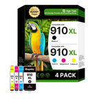 910XL Ink Cartridges Combo Pack for HP 910 Ink Cartridges for HP Printers HP910XL 910 Multipack XL Color HP910 910XL Black and Color Combo Pack Work for Office Jet Pro 8020 8010 8015 Printers, 4 Pack