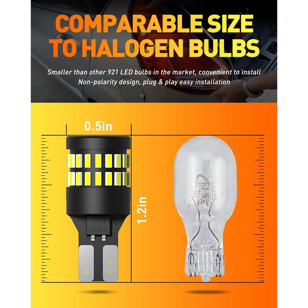Buy now OXILAM Upgraded 912 921 LED Bulb Reverse Lights, Backup Light Bulbs for Car, 300% Higher Brightness 6000K White, Mini Size Non-polarity Canbus Error Free T15 906 W16W Bulb, Pack of 2 at indiglob india