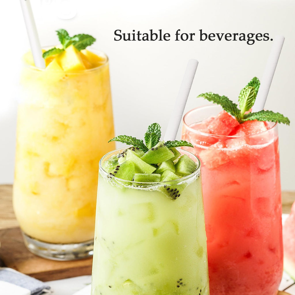 100 Pack Paper Straws White Biodegradable co-Friendly Drinking Bulk for Party Supplies, Bridal/Baby Shower, Birthday, Mixed Drinks, Weddings, Restaurant, Food Service, Drink Stirrer