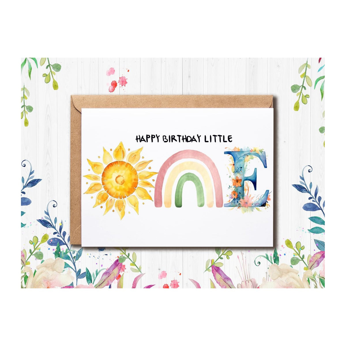 BNJDesigns Happy Birthday Little One - Happy 1st Birthday Card - first birthday card - 1st birthday card - Baby birthday card - Cards for boys and girls