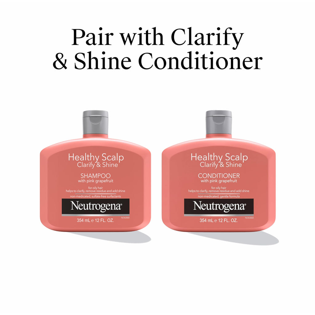 Buy now Neutrogena Exfoliating Healthy Scalp Clarifying Shampoo for Oily Hair & Scalp, Pink Grapefruit pH-Balanced Anti-Residue Formula Adds Shine, Sulfate, Paraben & Phthalate-Free, Color-Safe, 12 Fl Oz at indiglob india