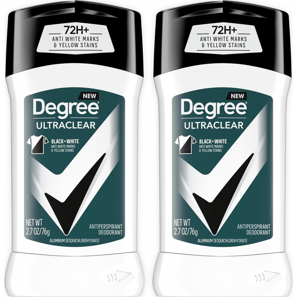 Degree Men UltraClear Antiperspirant Deodorant Black+White 2 Count 72-Hour Sweat & Odor Protection Antiperspirant For Men With MotionSense Technology 2.7 oz