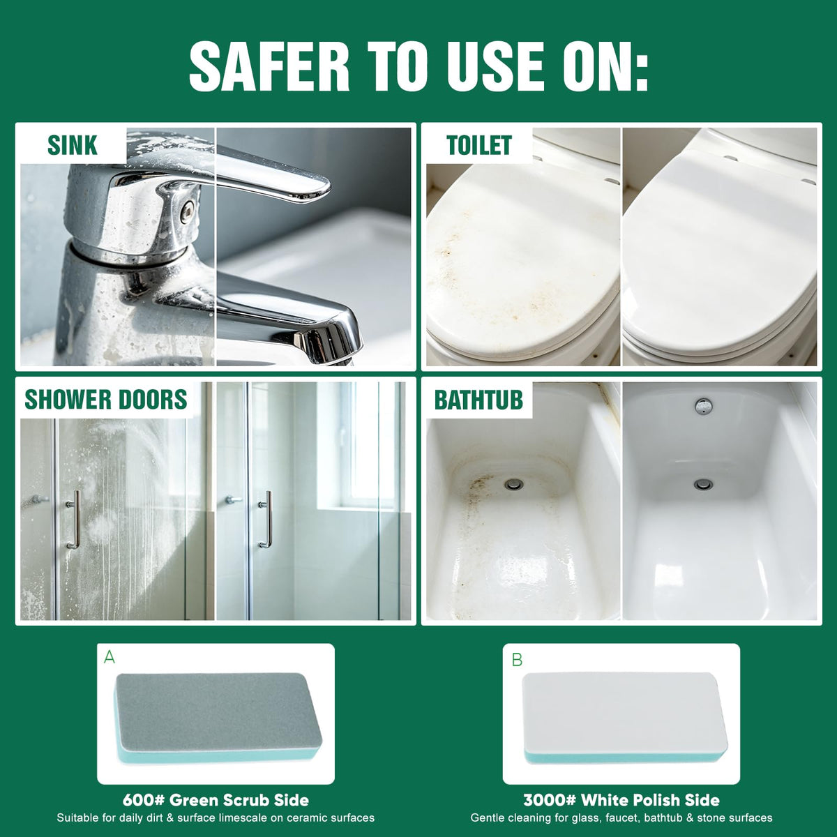 5 Pack Hard Water Stain Remover for Bathroom Faucet Tub Toilet Shower Glass
