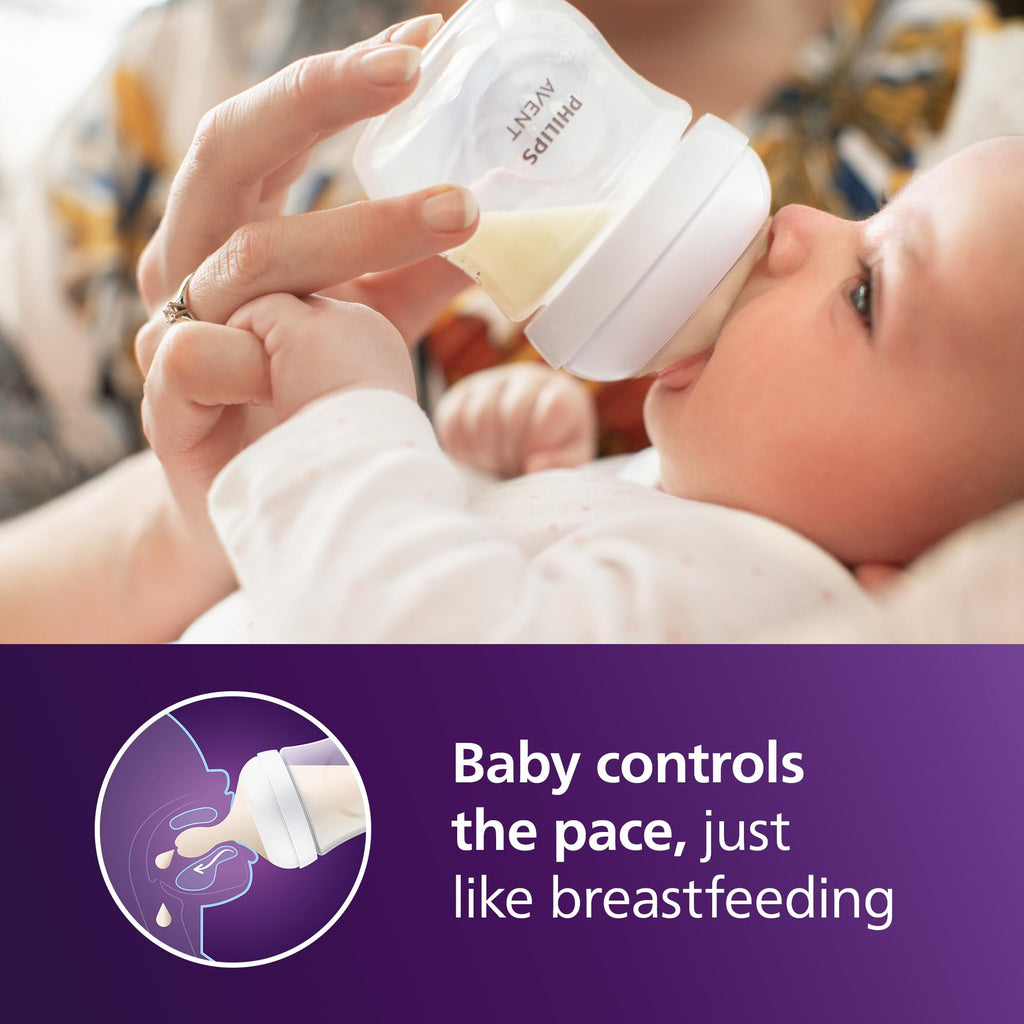Philips Avent Natural Baby Bottles, Slow Flow, 4 oz, BPA-Free, 2-Pack